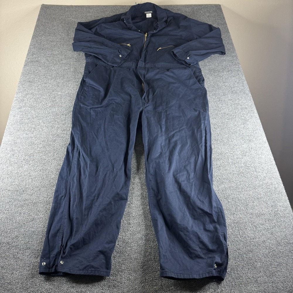 Walls Coveralls Mens 54R Blue Cotton Long Sleeve Zip Leg Mechanic Workwear